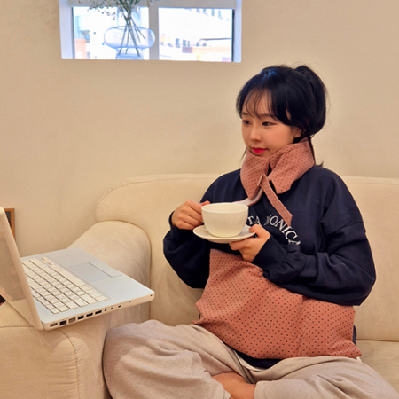 따스로미 코듀로이 땡땡이 현미 복부+목 찜질팩 2종세트 #6