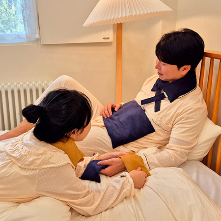 [따스로미] 코듀로이 무지 현미 복부+목 찜질팩 2종세트 #4