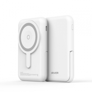 아이리버 고속 무선 충전 거치형 맥세이프 보조배터리 5000mAh 화이트 IMS-H50