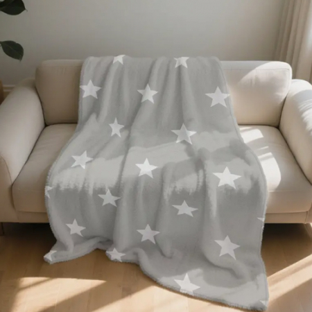 TH286 회색 별 프린트 플란넬 담요 #2