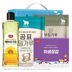 동원해바라기유 곰표밀가루 부침가루 정사각위생장갑 4종