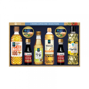 명절 선물세트 청정원 정성 6호, 카놀라유, 올리고당, 맛술, 진간장 외외, 쇼핑백동봉