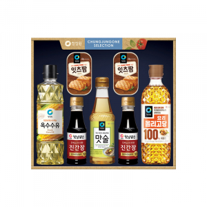 명절 선물세트 청정원 정성 7호, 카놀라유, 올리고당, 맛술, 진간장 외, 쇼핑백동봉