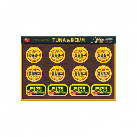 명절선물세트 동원참치 튜나리챔 63호, 라이트 스탠다드 참치 90g 8캔 리챔 오리지널 120g 4캔, 쇼핑백 동봉, 박스단위 무료배송 #2