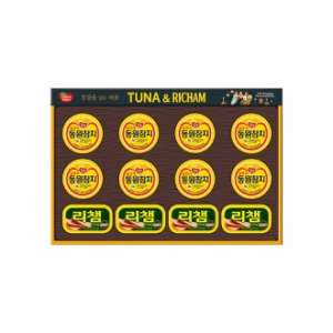 명절선물세트 동원참치 튜나리챔 63호, 라이트 스탠다드 참치 90g 8캔 리챔 오리지널 120g 4캔, 쇼핑백 동봉, 박스단위 무료배송