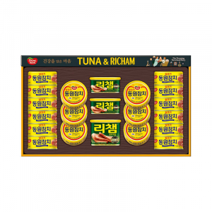 명절선물세트 동원참치 튜나리챔 10호, 라이트 스탠다드 참치 135g 18캔 리챔 오리지널 340g 1캔 리챔 오리지널 200g 2캔, 쇼핑백 동봉, 박스단위 무료배송
