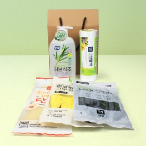 프리미엄 친환경 주방세제 470g 크린롤백 200매 면코팅고무장갑 주방5종세트