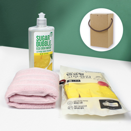 슈가버블 친환경 주방세제 + 순면 고급 골지 주방타올 + 면코팅 고무장갑 #2