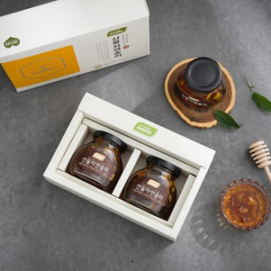 (25년풍성한추석)참자연 산꿀 자연송이 담은꿀(유리병) 200g×2입(과세)