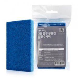 비비드블루 3겹 무흠집 수세미 / 주방 주방용품 설거지 주부