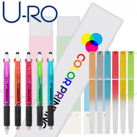 유로멀티5in1 그립터치펜UV+국산 플러피형광펜세트 #3