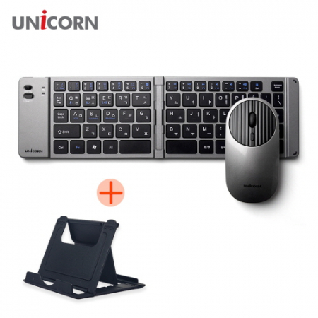 유니콘 휴대용 무선 2.4G+블루투스 C타입 충전 접이식 키보드마우스 세트 BK-950SB #2