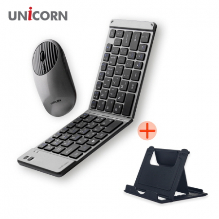 유니콘 휴대용 무선 2.4G+블루투스 C타입 충전 접이식 키보드마우스 세트 BK-950SB #3