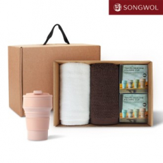 [송월타올] 리빙 기프트세트 33 송월 헤비무지타올 190g 2P + 실리콘텀블러500ml 2P