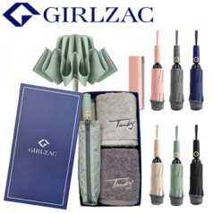 걸작 거꾸로 파우치 10살대 야광안전 3단완전자동우산+탠디 40수코마사 프리미엄캘리 200g 호텔 세면타월 2매 세트