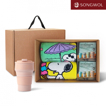 송월타올 리빙 기프트세트 28 송월 스누피50 비치타올 2P + 실리콘텀블러500ml 2P #2