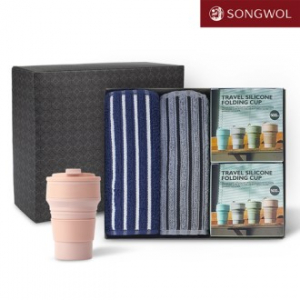 송월타올 리빙 기프트세트 27 송월 CM포라인스포츠타올 2P + 실리콘텀블러500ml 2P