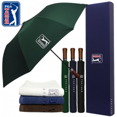 PGA 2단자동 빈티지우드+150g 면사타올 세트