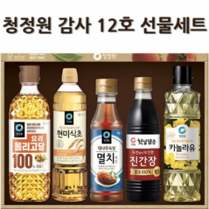 청정원 감사 12호 선물세트/카놀라유/간장/멸치액젓/현미식초/쇼핑백포함