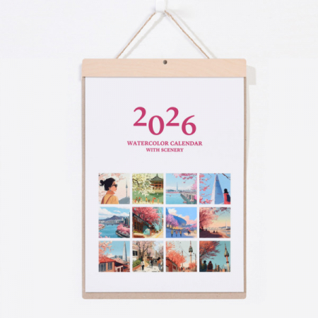 특허 친환경 자작 우드스틱 벽걸이달력-수채화 #2
