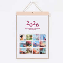 특허 친환경 자작 우드스틱 벽걸이달력-수채화