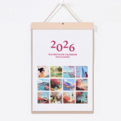 특허 친환경 자작 우드스틱 벽걸이달력-수채화