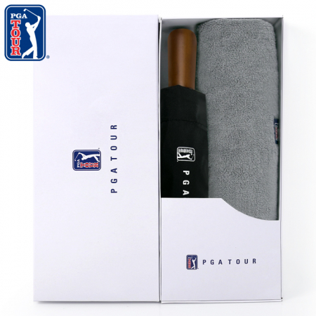 PGA 3단완전자동 빈티지우드+260g 코마사 면사타올 세트 #2