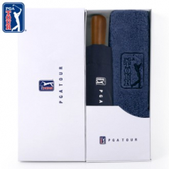 PGA 3단완전자동 빈티지우드+190g 코마사 호텔타올 세트