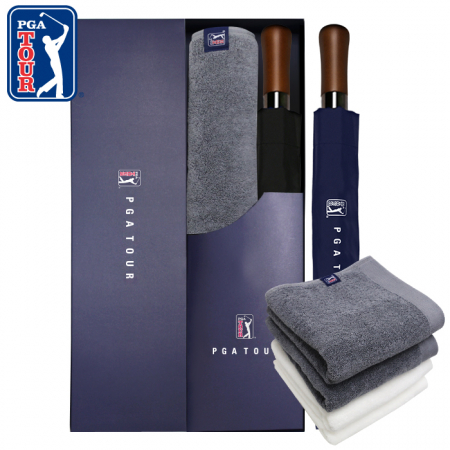 PGA 2단자동 빈티지우드+260g 코마사 면사타올 세트 #2