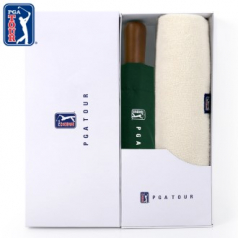 PGA 3단완전자동 빈티지우드+200g 코마사 면사타올 세트