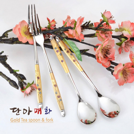 H.jin현진 단아매화 금티스푼포크 4p세트 #3