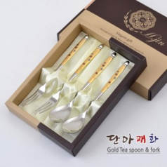 H.jin현진 단아매화 금티스푼포크 4p세트