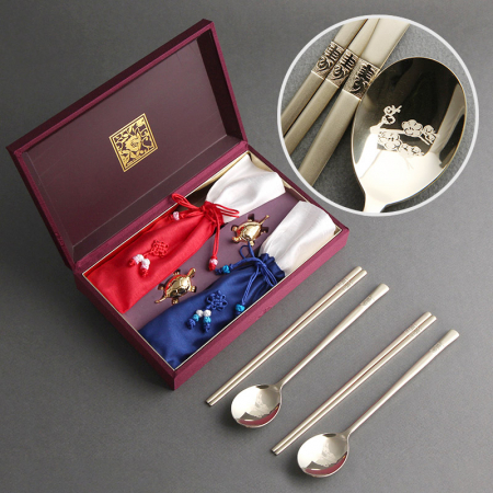 매화수골드 수저 2P (수저받침과 수저집) #2