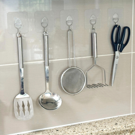 올지 SSEN 쎈 후크 10p 무타공 투명 접착식 벽 걸이 15kg 가방 모자 행주 옷 욕실 주방 못없이액자걸이 #5