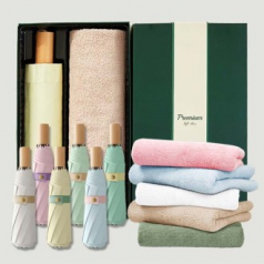 라이트핏 도토리파스텔 3단수동 암막양우산+보송보송데일리 순면타올135g 우산타올 선물세트