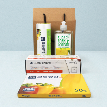 슈가버블 주방세제 + 크린롤백200매 + 크린더블지퍼백 + 크린장갑 + 끈케이스 #2
