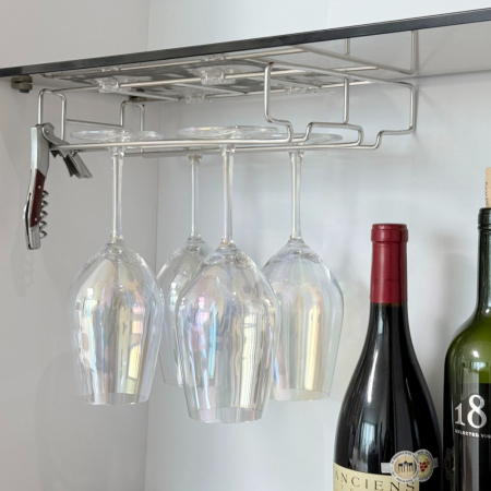 올지 스텐 304 무타공 와인잔걸이 천장 와인잔 거치대 렉 보관 홀더 선반 스탠드 부착 스텐 SUS 304 #6