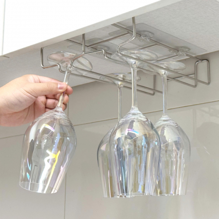 올지 스텐 304 무타공 와인잔걸이 천장 와인잔 거치대 렉 보관 홀더 선반 스탠드 부착 스텐 SUS 304 #3