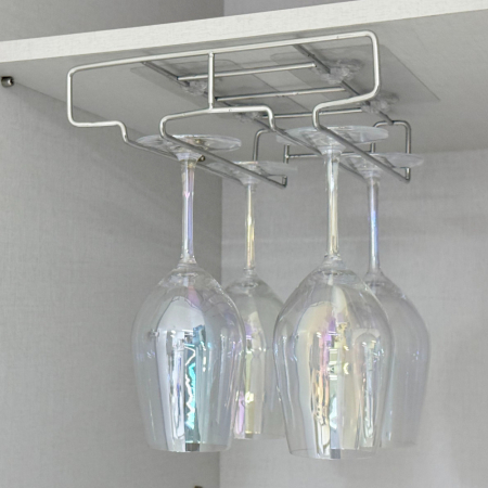 올지 스텐 304 무타공 와인잔걸이 천장 와인잔 거치대 렉 보관 홀더 선반 스탠드 부착 스텐 SUS 304 #7