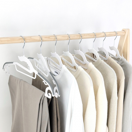 올지 라운드 논슬립옷걸이 10p 어깨뿔방지 옷걸이 공간활용 플라스틱 회전고리 실리콘 상의 니트 정장 패딩 코트 #7
