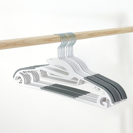 올지 라운드 논슬립옷걸이 10p 어깨뿔방지 옷걸이 공간활용 플라스틱 회전고리 실리콘 상의 니트 정장 패딩 코트 #2