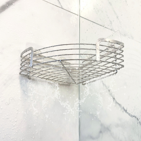 올지 무타공 욕실선반 일자선반 젠다이 화장실 코너 선반 스텐레스 모서리 접착식 #6