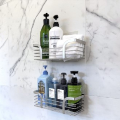 올지 무타공 욕실선반 일자선반 젠다이 화장실 코너 선반 스텐레스 모서리 접착식