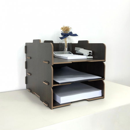 올지 우드 서류보관함 분리형 문서보관함 3단 오픈형 A4 서류 정리대 트레이 #5