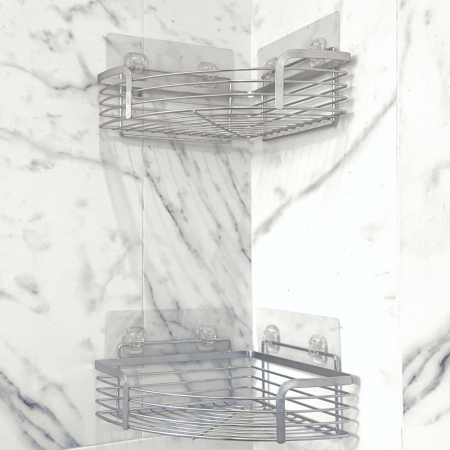 올지 무타공 욕실선반 코너선반 대형 젠다이 화장실 코너 선반 스텐레스 모서리 접착식 #3