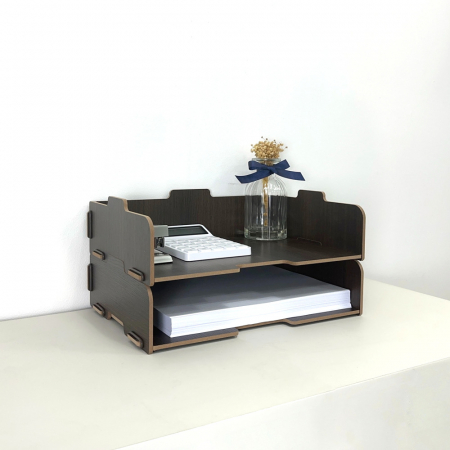 올지 우드 서류보관함 분리형 문서보관함 2단 오픈형 A4 서류 정리대 트레이 #4