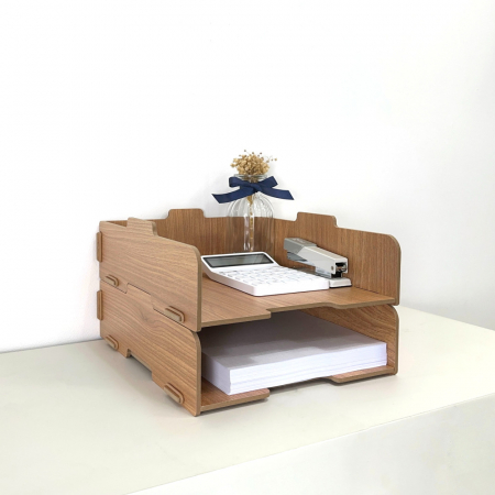 올지 우드 서류보관함 분리형 문서보관함 2단 오픈형 A4 서류 정리대 트레이 #3