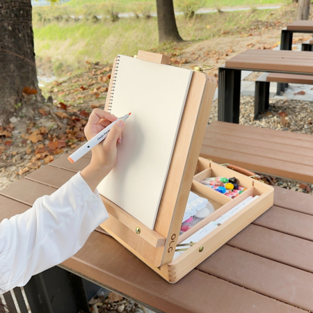 올지 원목 테이블이젤 휴대용 이젤 접이식 나무 그림받침대 수납 미니 책상용 탁상용 #2