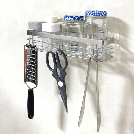 올지 무타공 주방선반 양념통선반 부착형 싱크대 수납 정리대 컵 업소용 스텐 #8