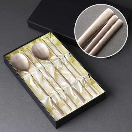 오복 장수 방짜유기 수저 2P (고급합지케이스) #2